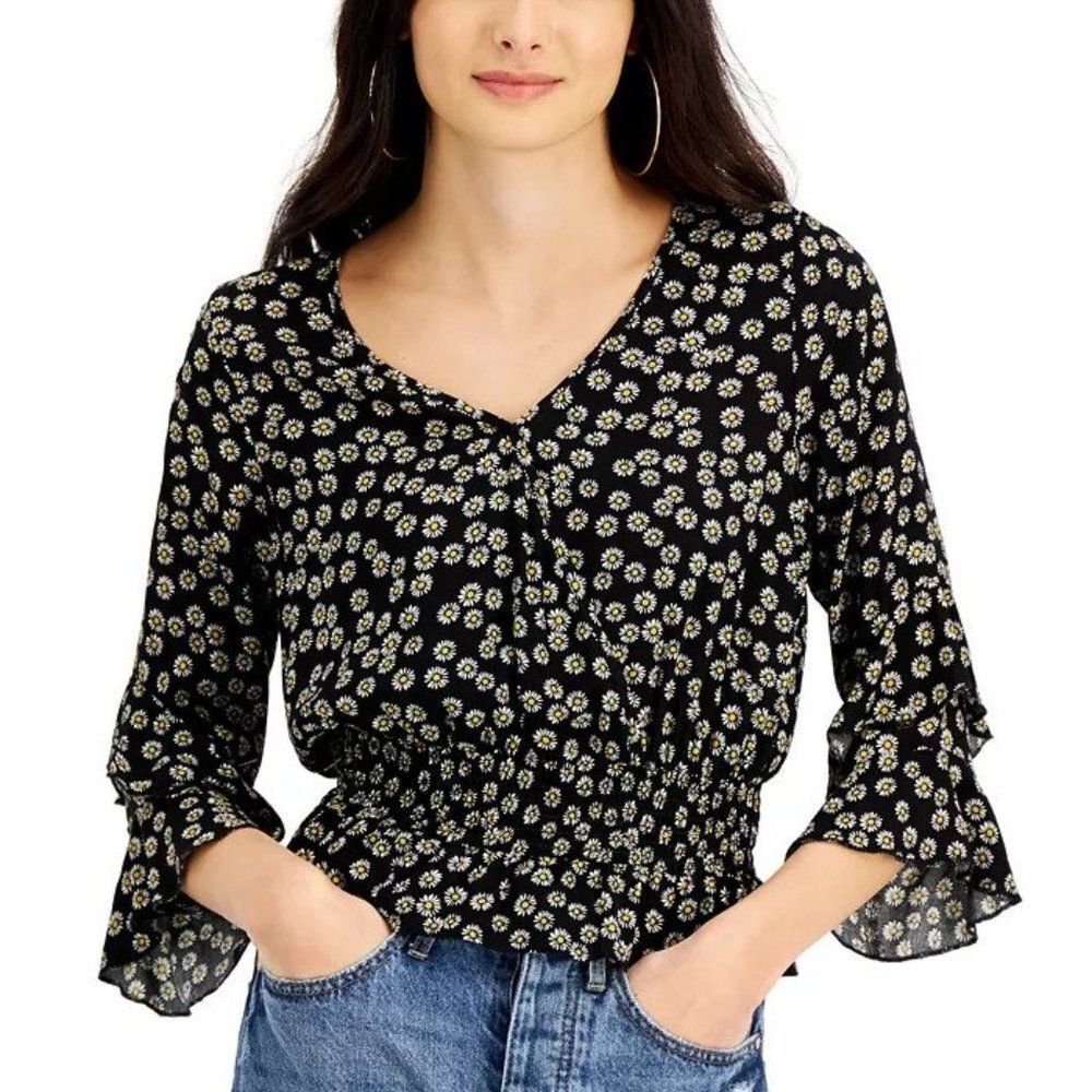 Just Polly Juniors' Smocked-Waist Top